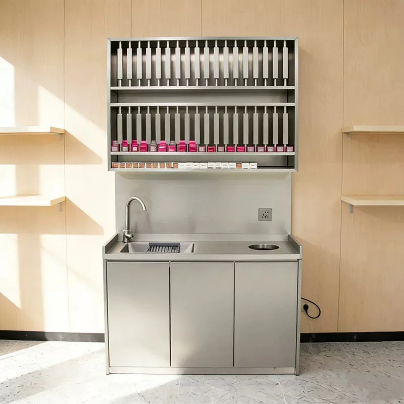Barber shop perm and dye stainless steel shelf integrated dye cream locker hair shop workbench sink hair salon special