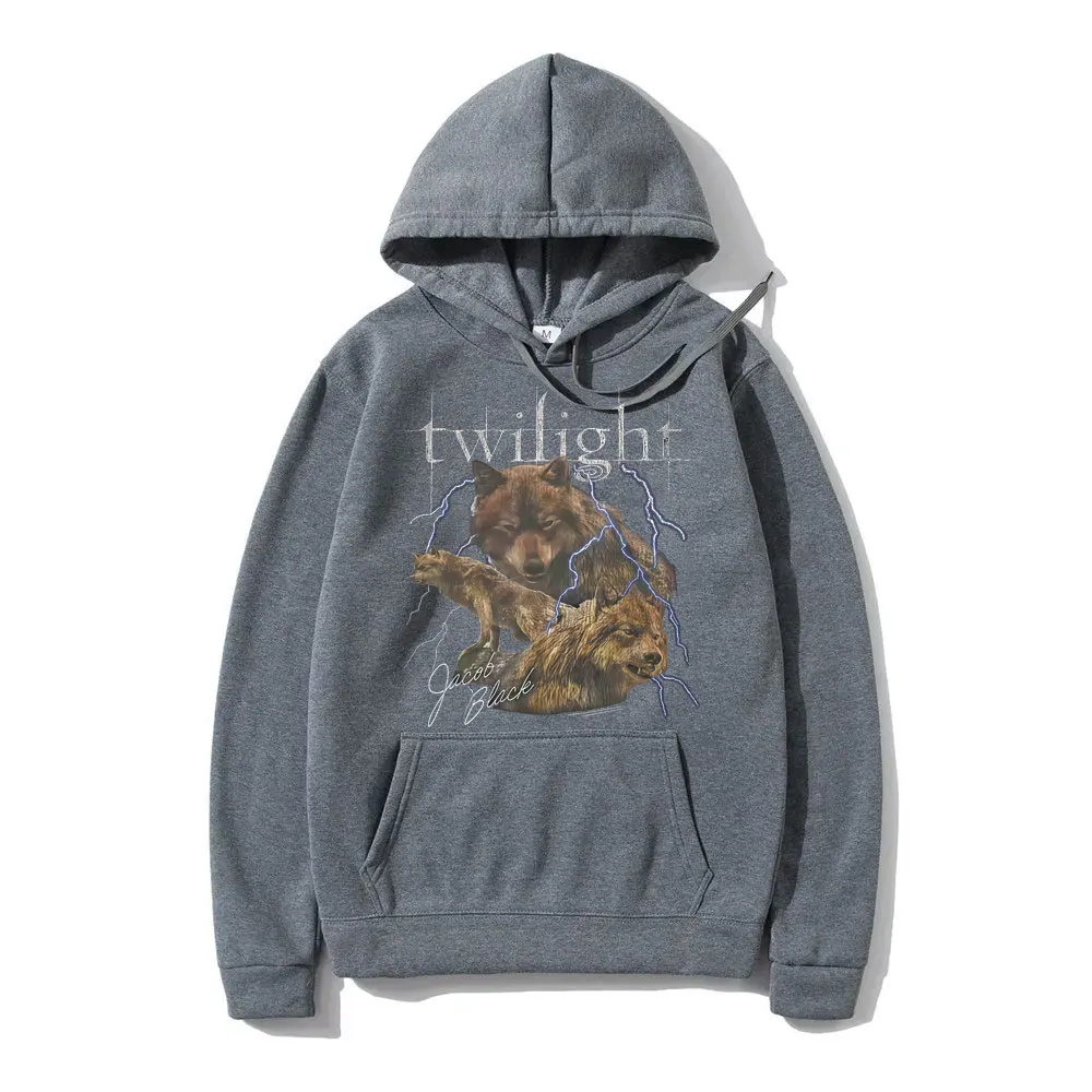 الشفق جاكوب الأسود الذئب الجرافيك هوديي الرجال النساء عادية الصوف كنزة صوفية قطنية/بلوزة قطنية عالية الجودة الذكور القوطية فضفاضة المتضخم البلوز #4