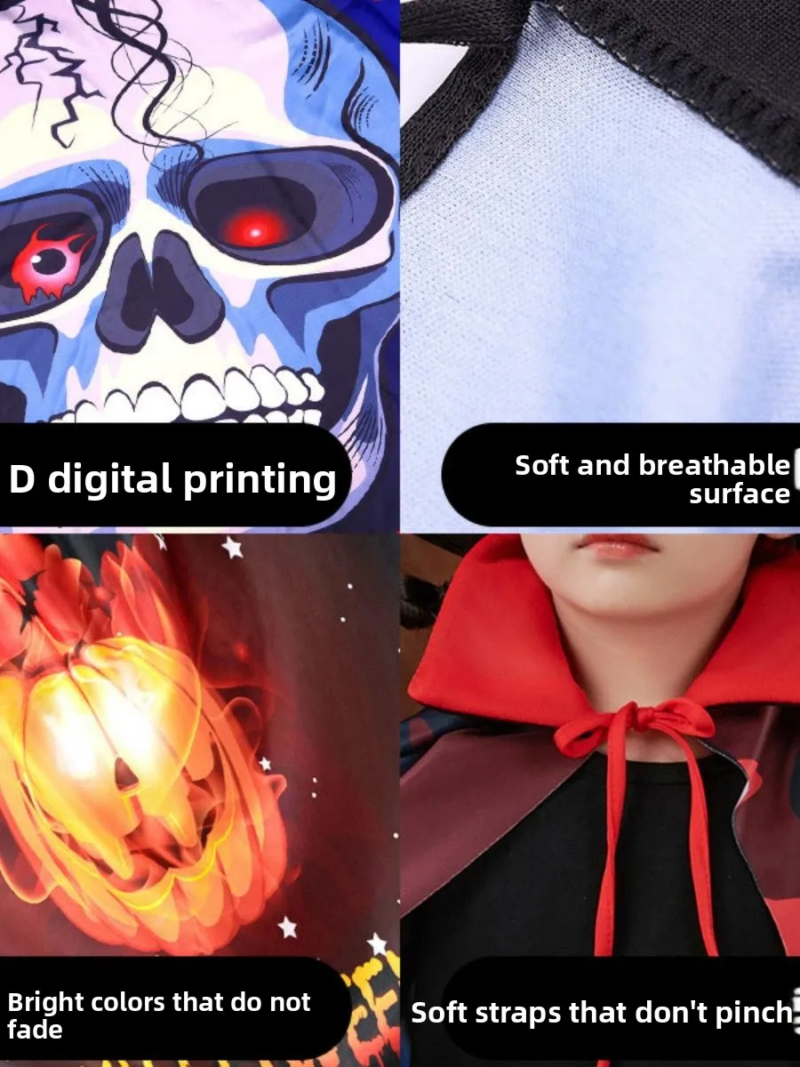 ملابس معالج أزياء الهالوين المطبوعة ثلاثية الأبعاد للأطفال مع مجموعة قبعة من البوليستر على شكل حرف T