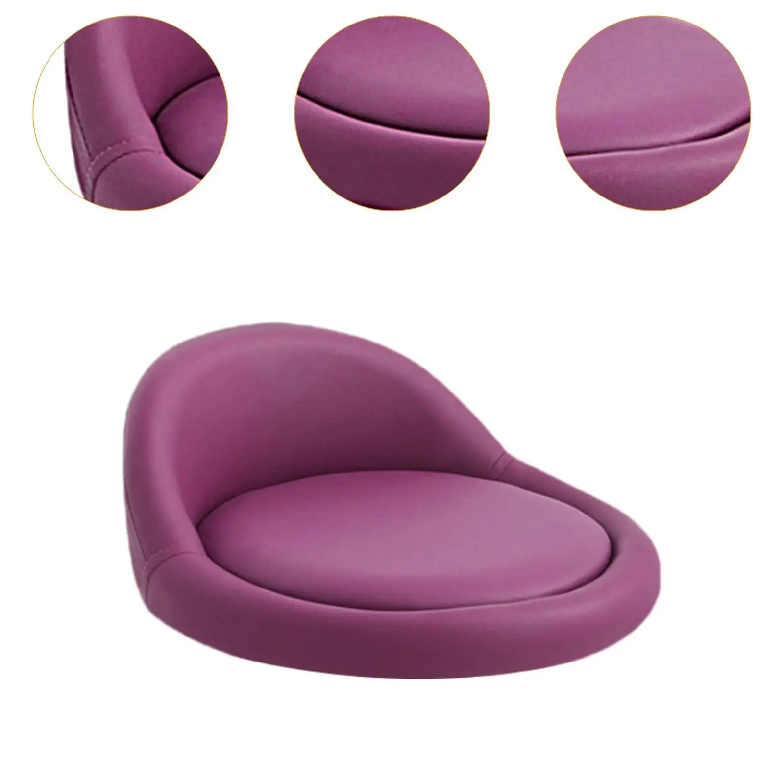 Circular Kitchen Stool with Low Back PU Leather Seat Accessory