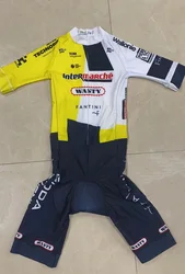 LASER CUT Skinsuit 2024 INTERMARCHÉ-WANTY TEAM FLUO Bodysuit SHORT Cycling Jersey Bike Bicycle Clothing Maillot Ropa Ciclismo