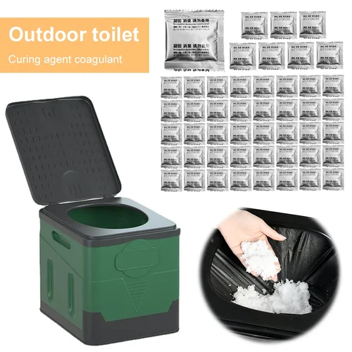 Imagen 1 del producto 48 Uds. De polvo de inodoro portátil, Gel absorbente de inodoro ecológico, polvo de orina de caca rápida, Gel de inodoro para acampar para emergencias al aire libre