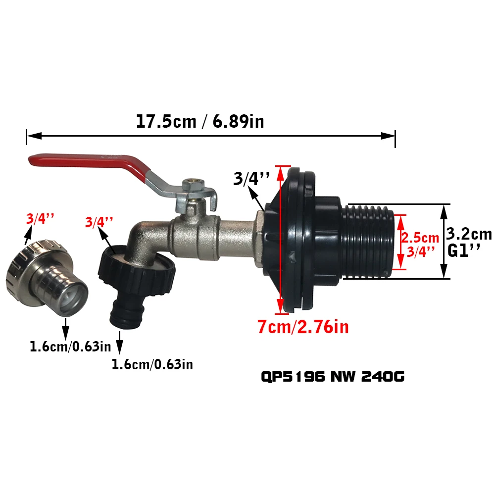 S60 coarse thread IBC water tank faucet water pipe adapter garden residential replacement valve joint car wash tool