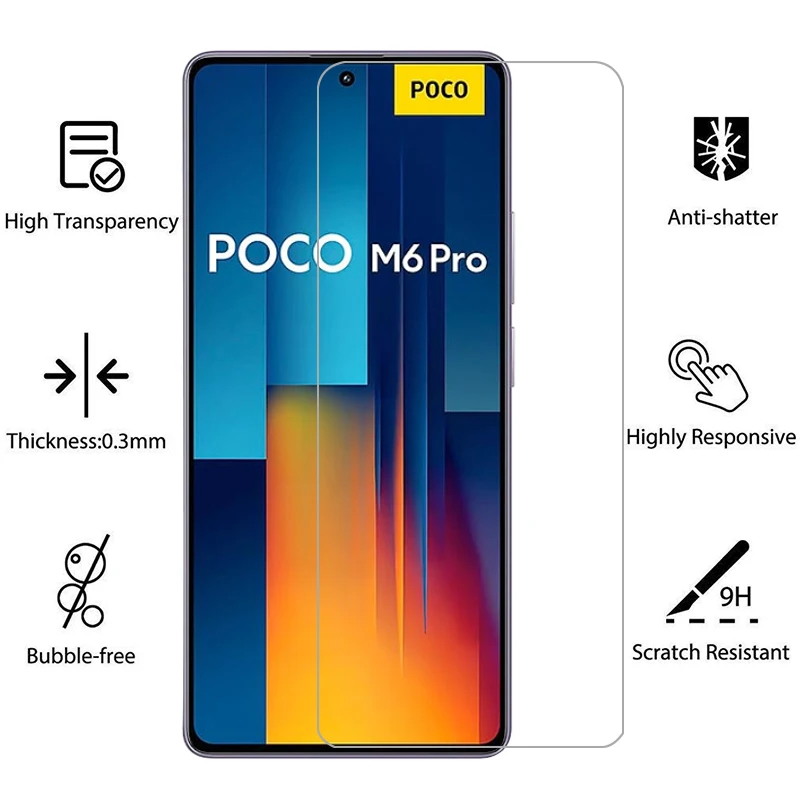 tempered glass for xiaomi poco m6 pro 4g 5g phone case pocom6 procase poc pco m 6 6m m6pro pocom6pro back cover 360 xiomi xaomi