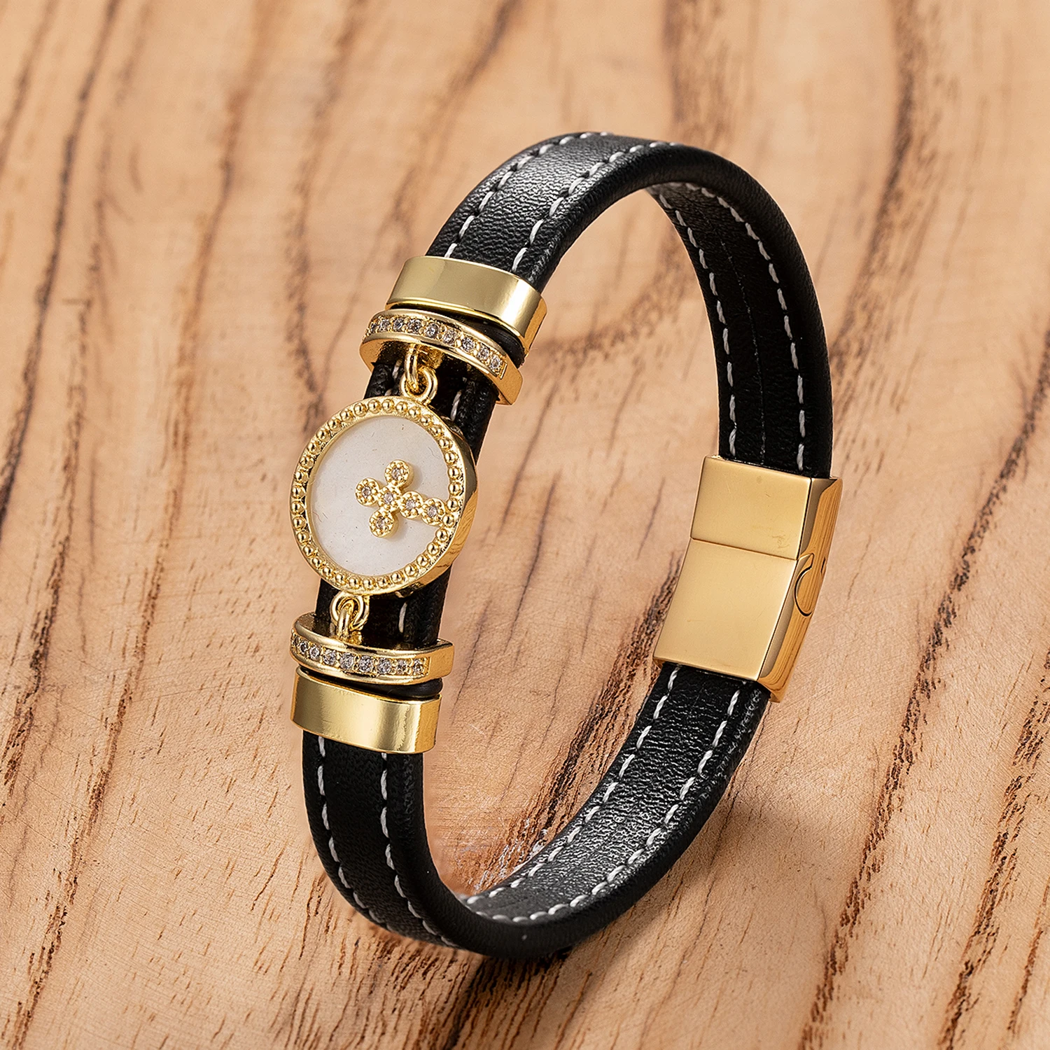 High Quality Braided Rope Woven Black Leather Men Bracelets Classic Style Stainless Steel Bangle for Friend Charm Jewelry Gifts