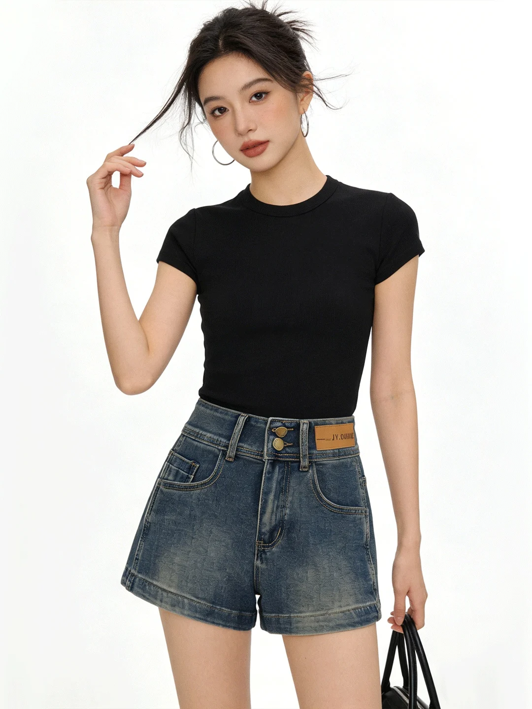 

High Waist Denim orts Retro Sle Spring Summer Slimming A-Line Wide Leg Casual Skirt Hot Girl orts Korean Sle