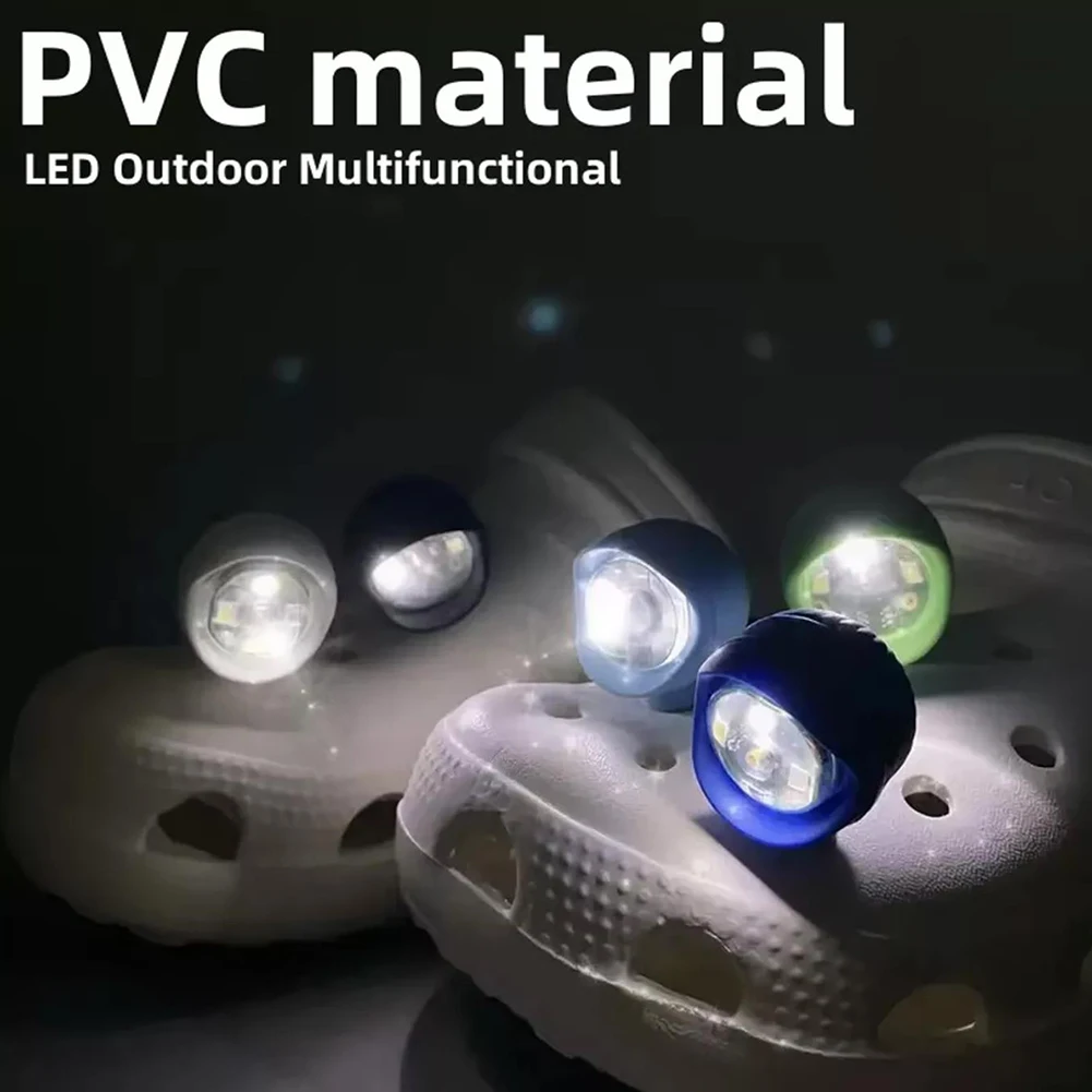 2pcs Hollowed-Out Shoes Lights Glowing Slipper Decoration Charm Headlights For Crocs Cloggs Shoe Headlight Waterprof Hiking