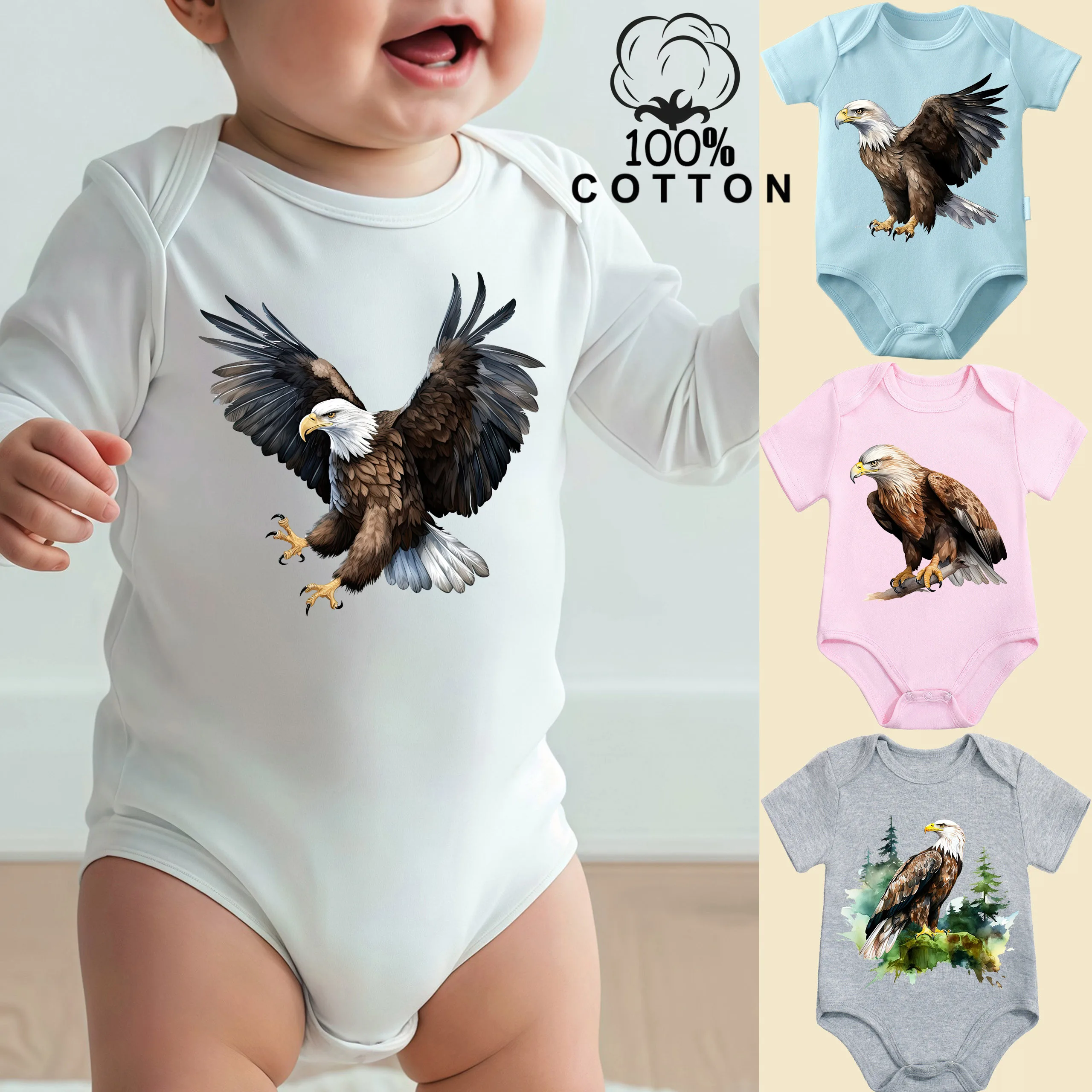 

Комбинезон-боди из 100% хлопка с принтом «Растущий орёл», удобная ткань для малышей, от 0 до 12 месяцев, для новорожденных