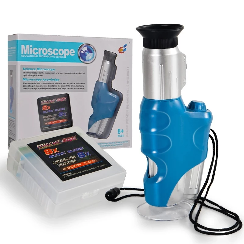 20X-60X Children's Biological Microscope Home School Science Education Toys Laboratory LED Microscope Kit Children Gifts