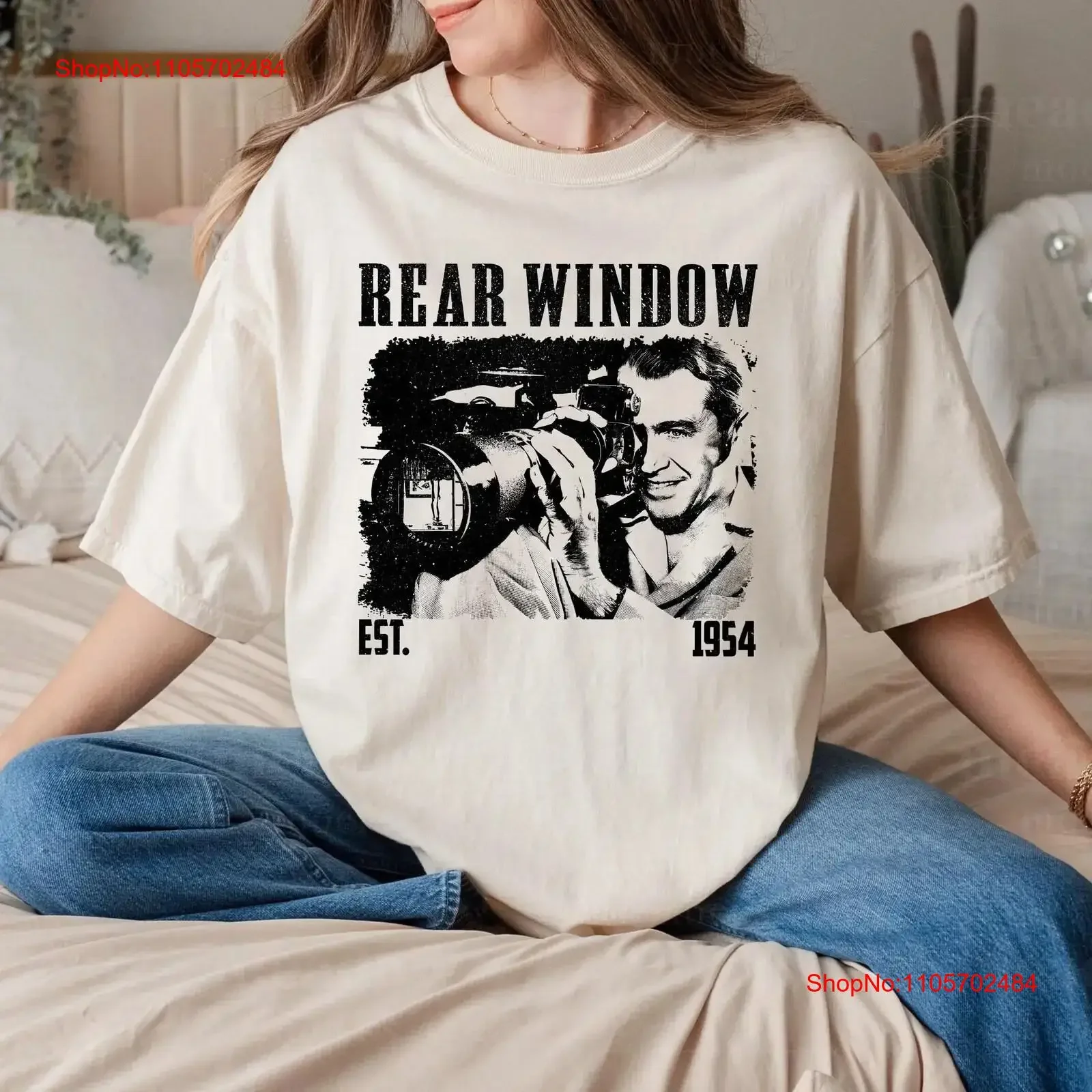Rear Window T Shirt Movie Retro Film Vintage Classic s for him Christmas vintage Washed Stretched homme Soft Casual Versatile