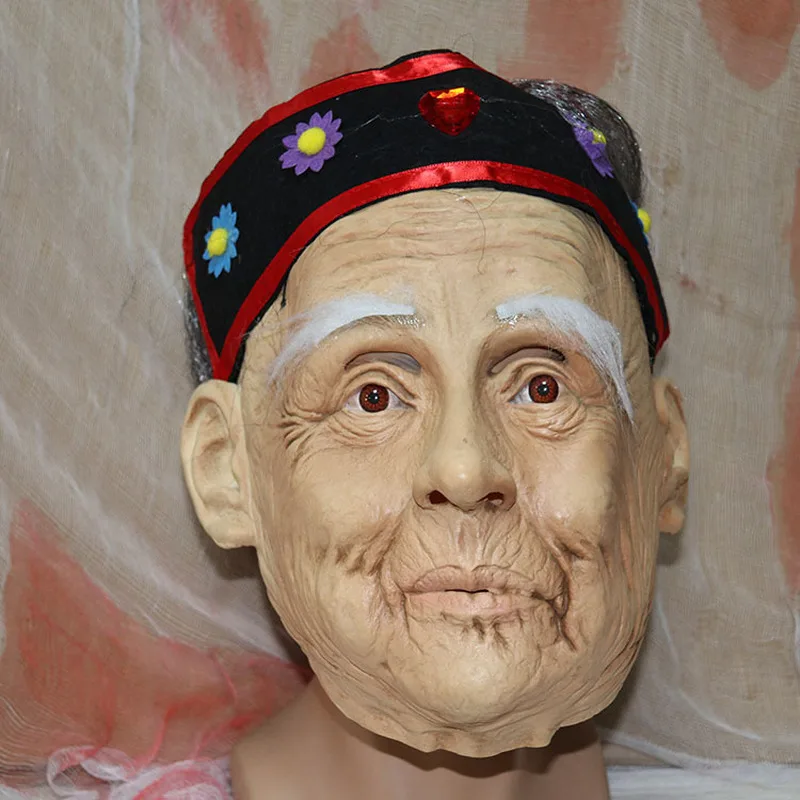 Le Cool Halloween cosplay haunted house escape room horror old lady mask wig witch Meng Po - view 3