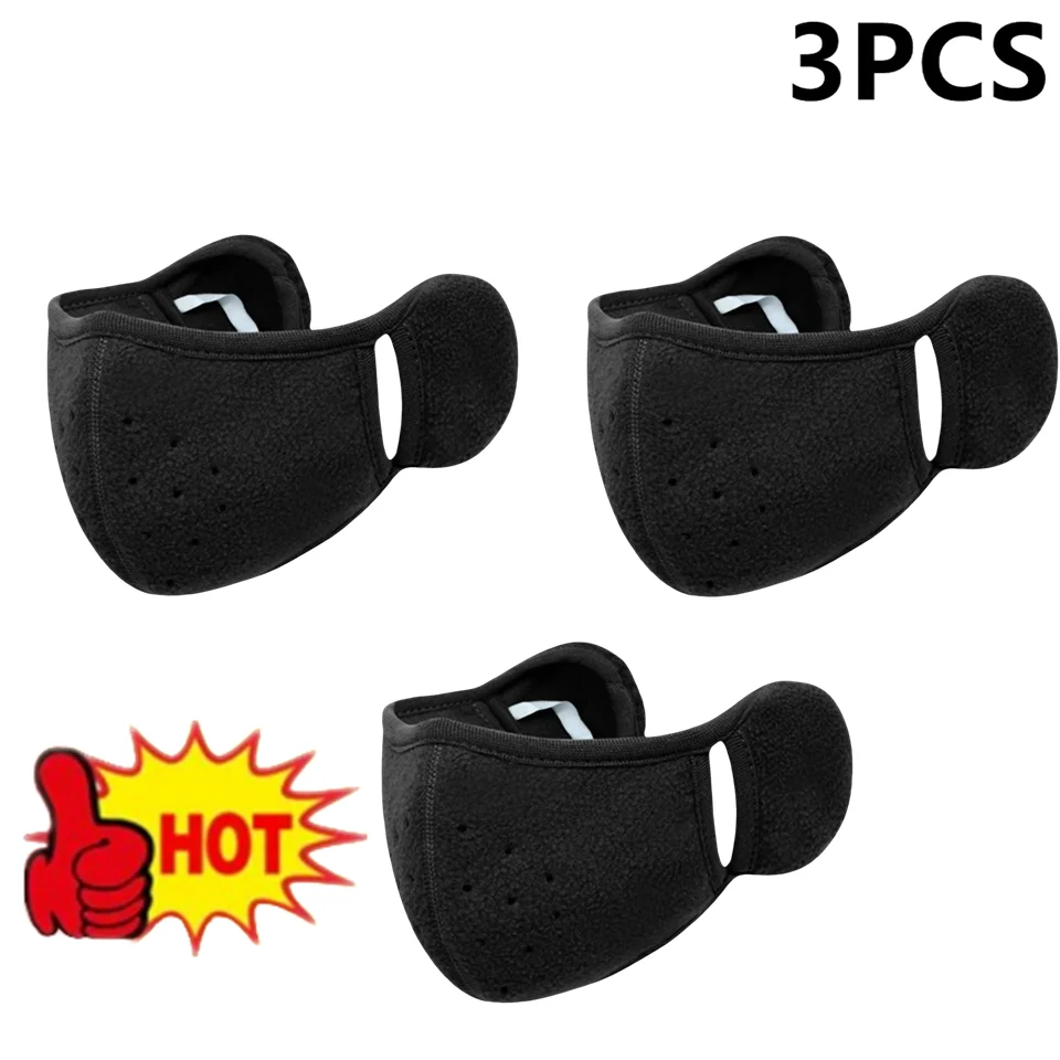 3 قطعة قناع الوجه الشتوي الدافئ الباردة واقية تنفس غطاء للأذنين يندبروف ثلاثية الأبعاد الصوف القطبي نصف غطاء الوجه دورة ركوب قناع #1