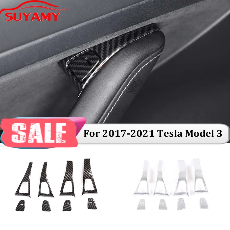 

Car Interior Door Lock Switch Decorative Panel Frame Trim ABS Trim Sticker For Tesla Model 3 2017-2020 Accessories