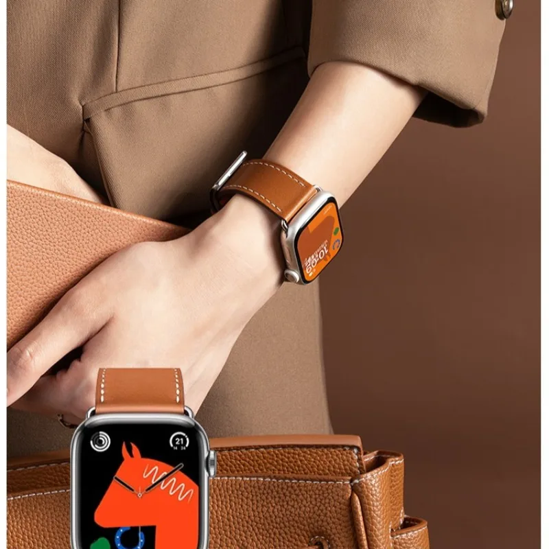 Lederarmband für Apple Watch Band 44 mm 45 49 41 40 38 42 46 mm Armband Correa Armband iWatch Serie 10 9 8 7 6 5 4 SE Ultra 2