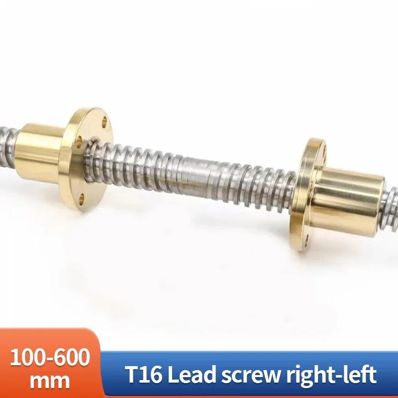 1PC 304 stainless steel T16 Lead Screw right-left length100-1000mm OD 16mm Lead 3/4mm with nut for 3D Printer part