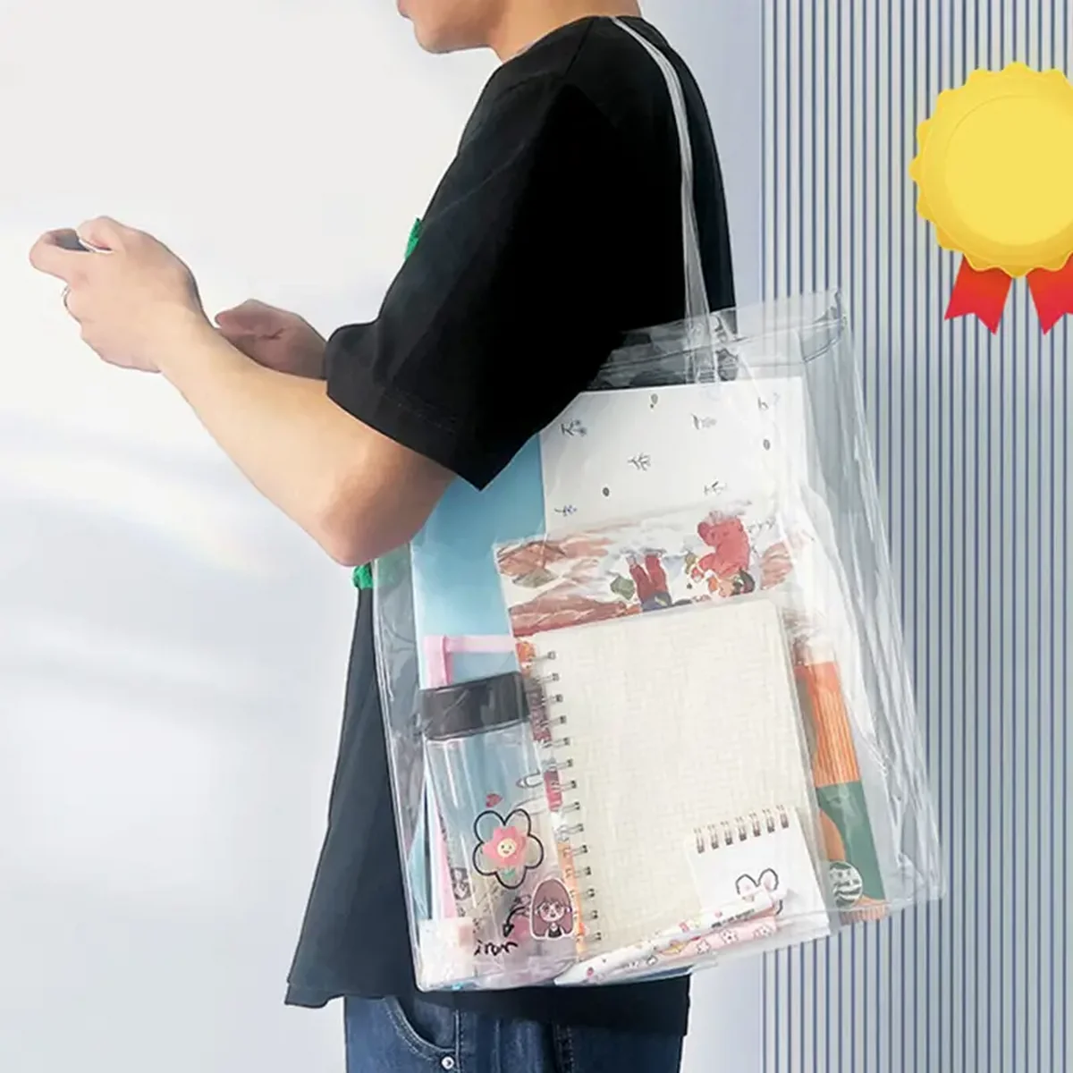 

Transparent Bag For Students Teens Women And Men, Handbag For Office School, Plastic Handbag For Daily Travel Shopping