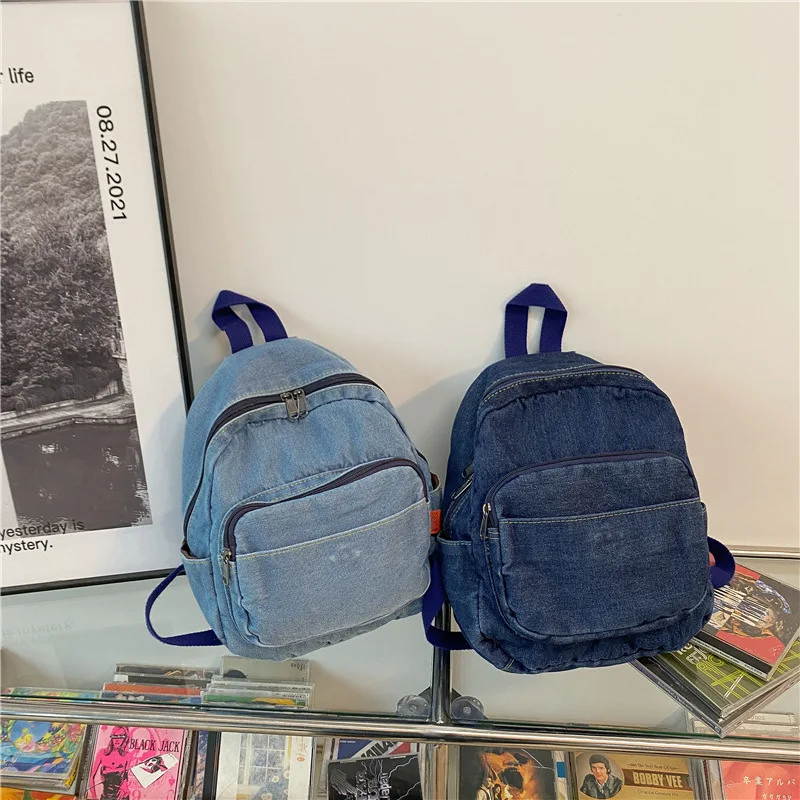 Women\'s Backpack Small Female School Bagpack Mini Fashion Denim Backpacks for School Teenagers Girls Woman 2023 Rucksack Mochila