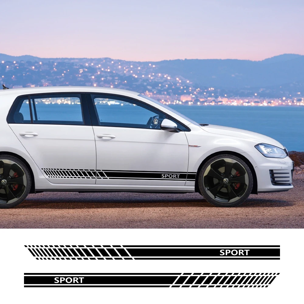 Car Door Side Stickers Racing Sport Stripes Styling Vinyl Decals Auto Tuning Decoration Accessories For Volkswagen GOLF 4 5 6 7