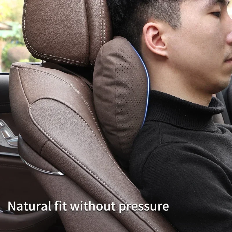 Reposacabezas de coche súper suave, soporte para el cuello, asiento, almohada transpirable, Protector para el cuello, Compatible con Tesla, Audi,