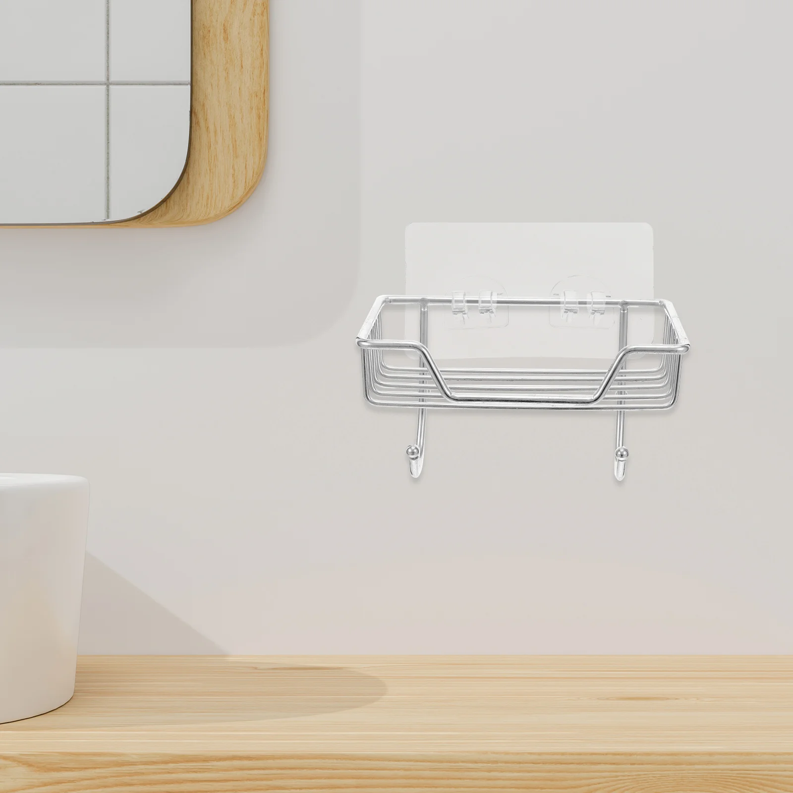 

No Punch Stainless Steel Wall Mounted Soap Dish Tray Self Draining Adhesive Hanging Buckle Bathroom Shower Soap Holder