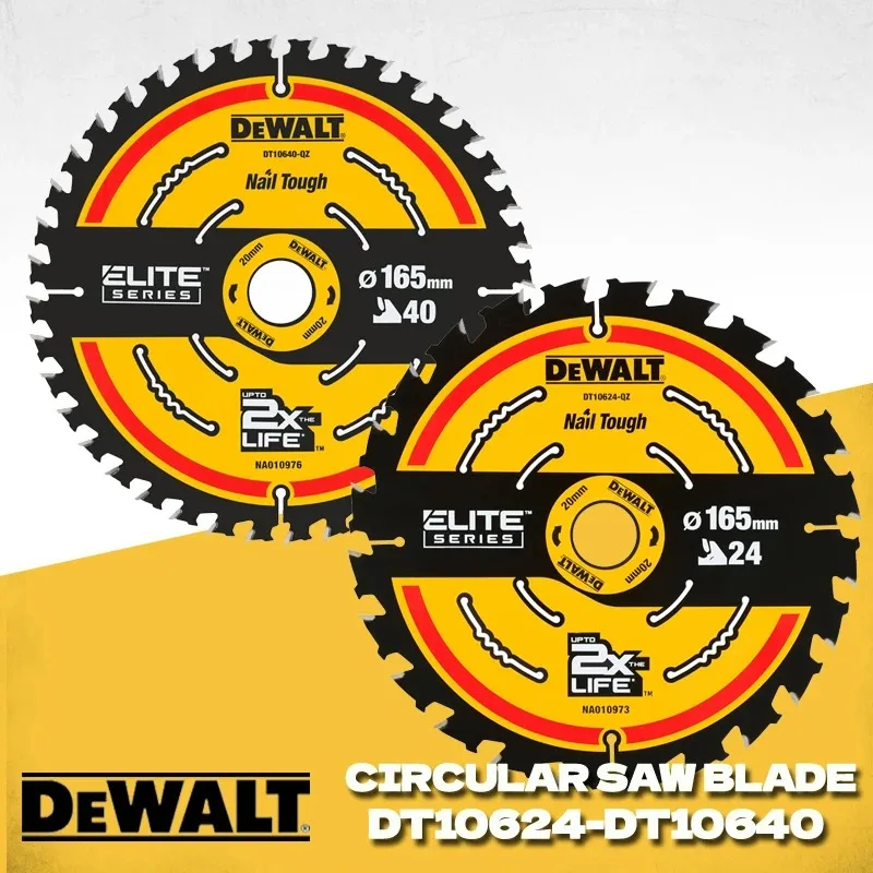 

Дисковая пила DEWALT DT10624, DT10640, ELITE SERIES, 165 мм, 20 мм, 24T/40T