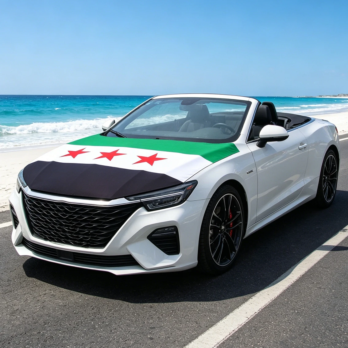 Syria Arab Republic Flag Car Engine Hood Cover National Flag For Vehicle Decoration