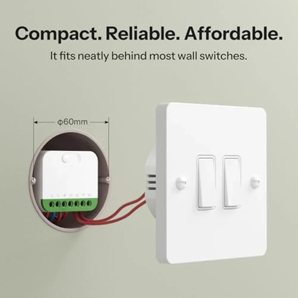 Dual Channel WiFi Smart Switch 16A for MINI Compatible Use with Two Way Dual Control Function and App Based Scheduling