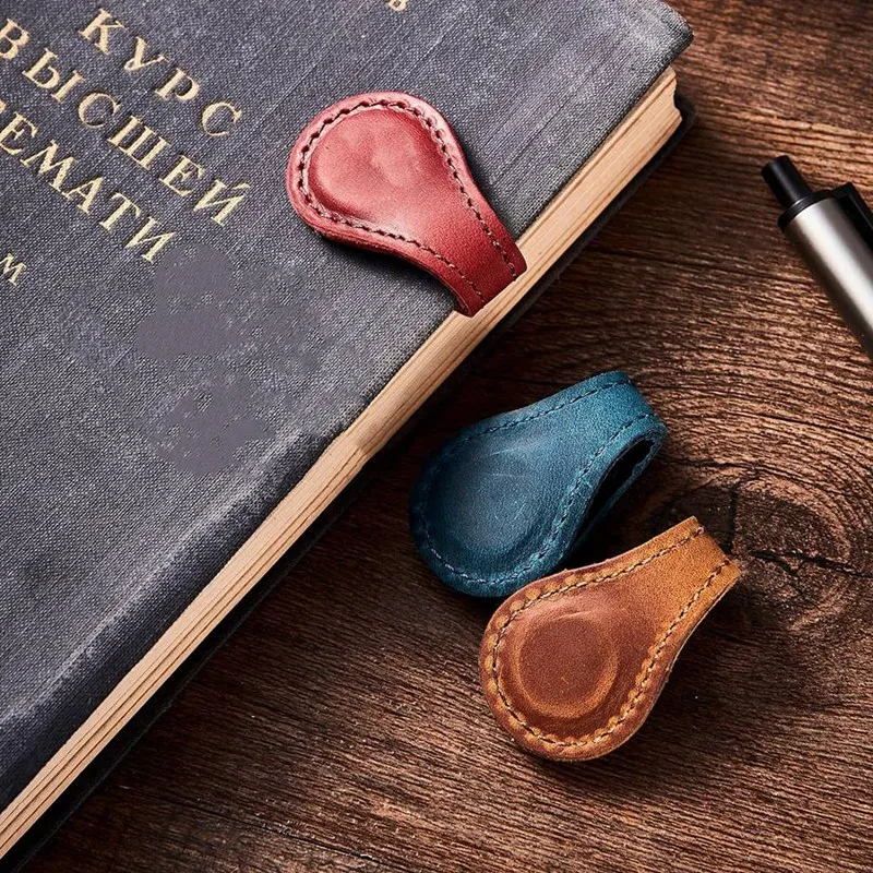 Leather Book Markers Clip Magnetic Bookmarks Crazy Horse Leather For Reading Book Lover Writer Reader Kids Women