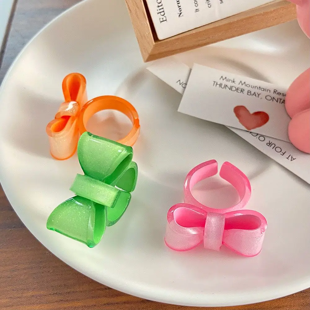 New Shining Cute Colorful Bow Tie Acrylic Open Ring Plate Jewelry Making Accessories Handmades Fashion for DIY Wholesale