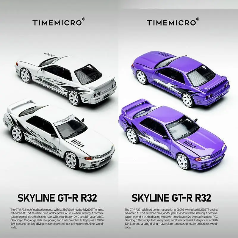 

Time Micro TM 1:64 Nissan Skyline GT-R R32 Los Santos Drift из сплава, литая под давлением модель автомобиля, коллекция подарочных украшений