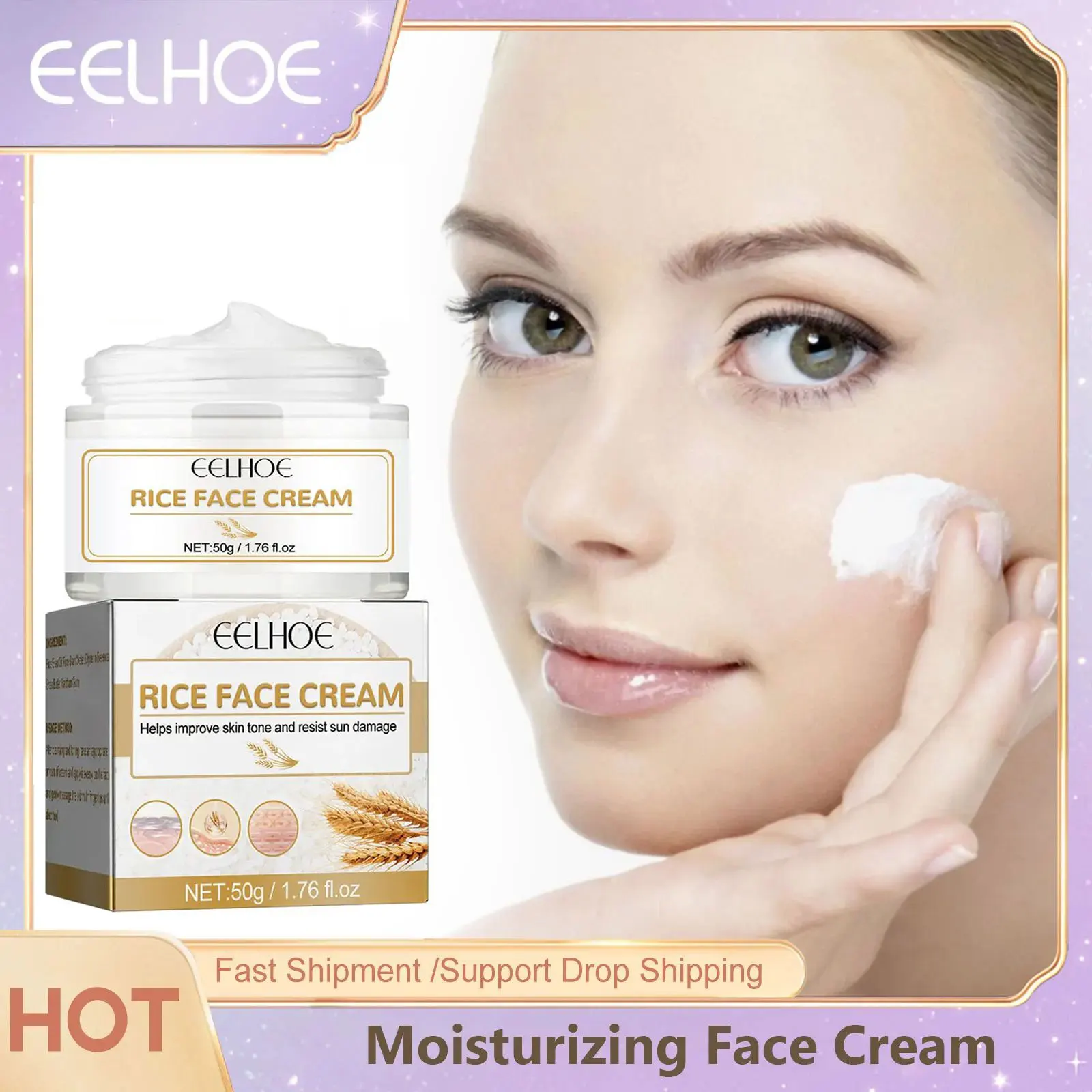 

White Rice Face Cream Moisturizing Shrink Pores Removal Dark Spot Fade Wrinkles Fine Lines Firming Facial Skin Brightening Cream