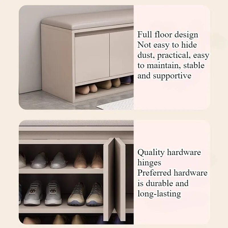 Shoe changing stool household entrance modern simple shoe stool sitting stool integrated low cabinet dust-proof storage image 4