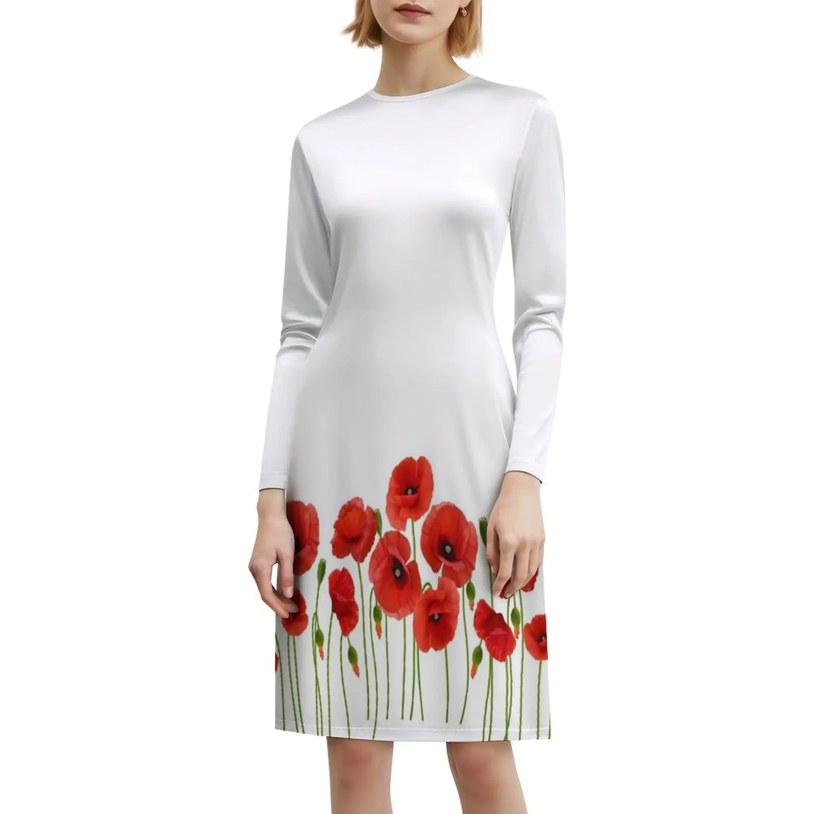 Papoilas floral blusa vestido para mulheres primavera verão vestido casual para festa papoulas flores papoula flor foto vestido de noite feminino