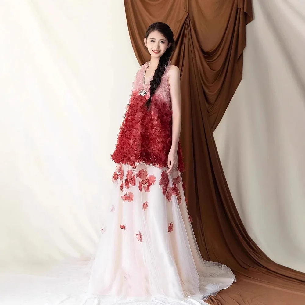 New Chinese Style Red Halter Morning Gowns Toast Dress 2026 Engagement Wedding Dress Light Luxury Dress for Women