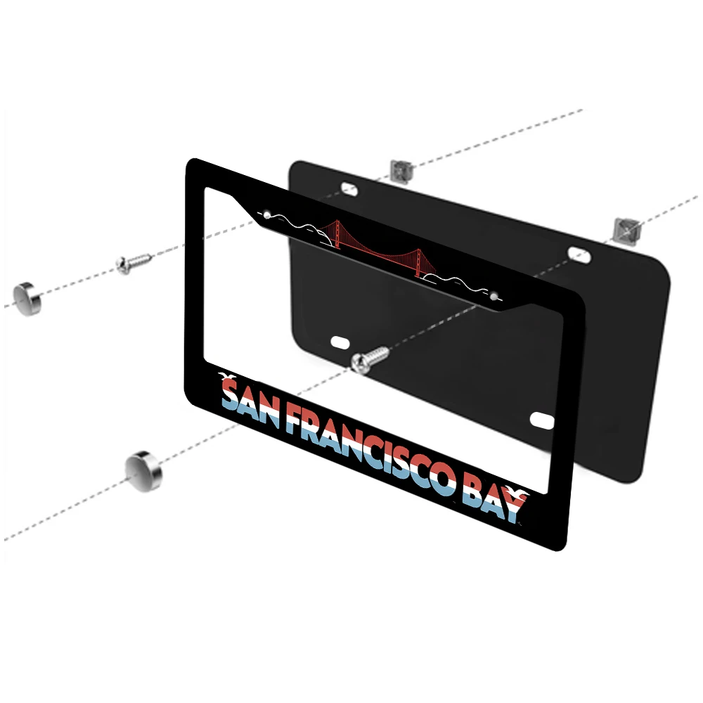 1 قطعة أسود أحمر أزرق سان فرانسيسكو خليج جسر نمط 2 حفرة إطار لوحة الترخيص مادة الألومنيوم 6x12 بوصة مع المسمار مجموعة Ret #3