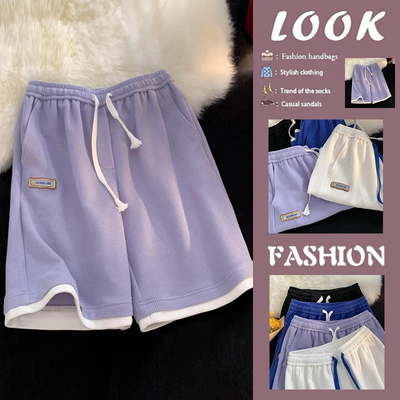 

Loose Wide Leg Sport Shorts Women's Single Piece Fashion Sun Protection Cotton Color Commute Style Pocket Detail