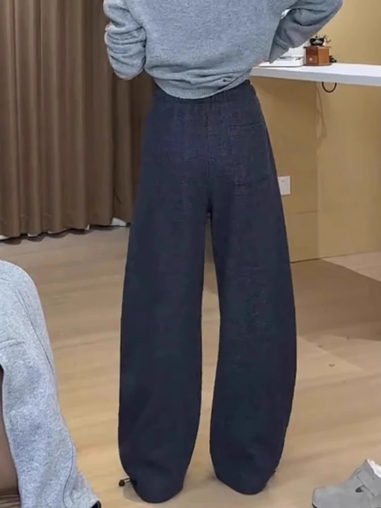 Pantaloni casual autunno inverno foderati in Fce da donna taglie forti Pantaloni dimagranti a vita alta larghi a gamba larga pera scimmia