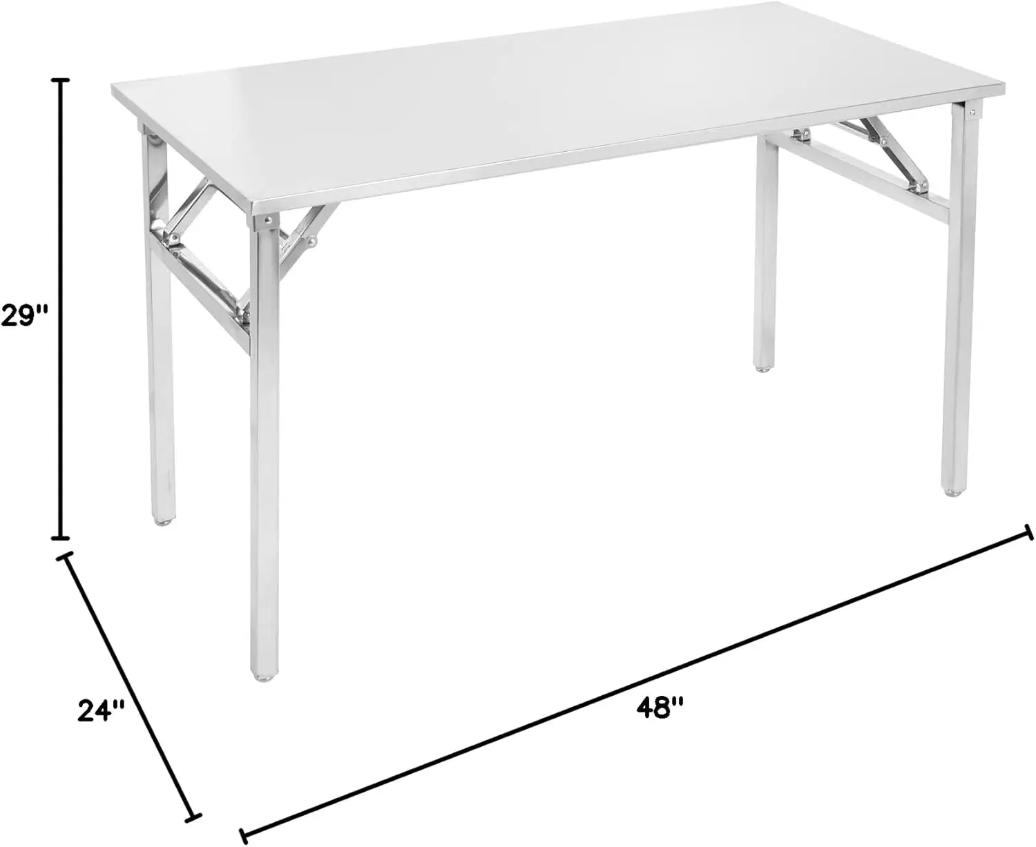 Small Stainless Steel Folding Table, Portable Camp Picnic Party Dining Table No Assembly Sturdy Small Folding Desk (48