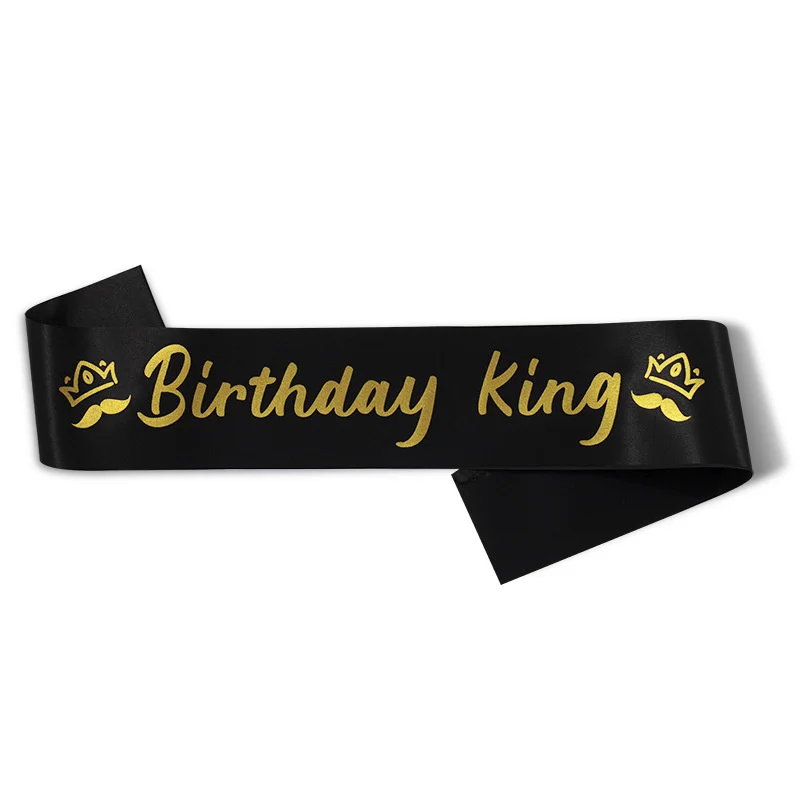 Birthday King/Queen Birthday Party Etiquette Strap Supplies One Piece For Men And Women Satin Cloth Print Ribbon