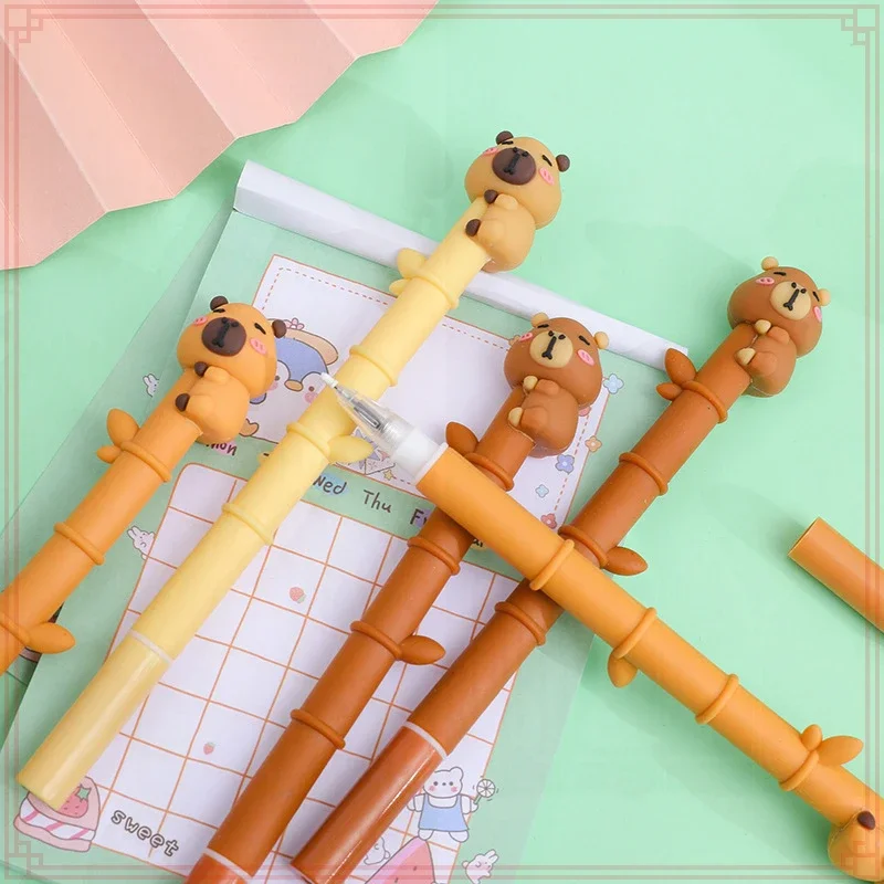 12 Pcs Wholesale Cute Cartoon Capybara KapiBala Soft Rubber Bamboo Gel Pens for School and Writing Supplies