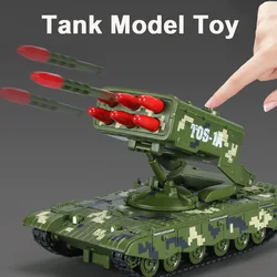 1/32 T34 99A  TOS-1A Tank Model Toy Car Alloy Diecast Heavy Rocket Artillery Tanks with Spray Sound Light Pull Back for Kid Gift