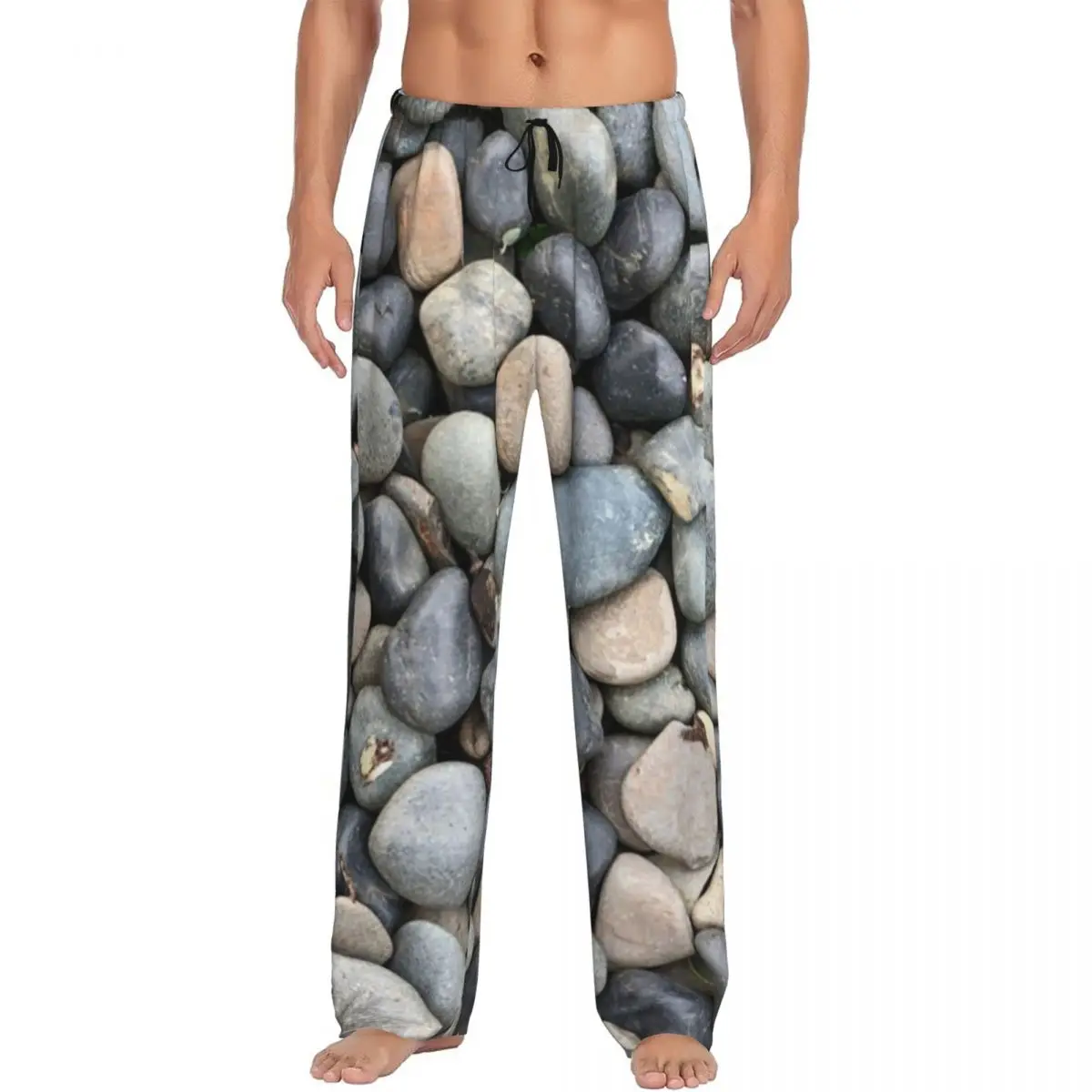 

Custom Colorful Pebbles By The Pool Pebble Pattern Pajama Pants Men Sleepwear Sleep Lounge Bottoms with Pockets