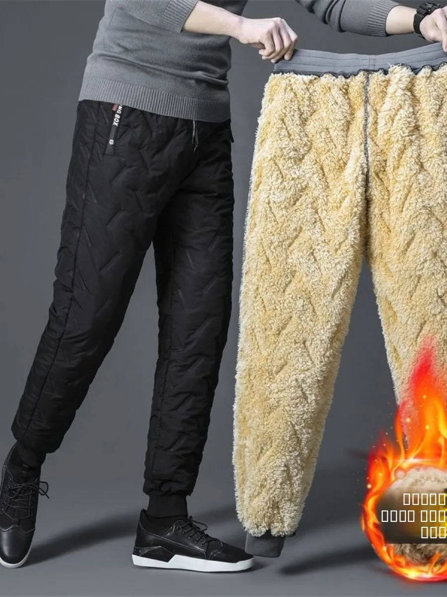 

Мужские хлопковые брюки большого размера для осени и зимы, повседневные брюки, модные брюки с манжетами, теплые брюки-харланы для повседневной носки