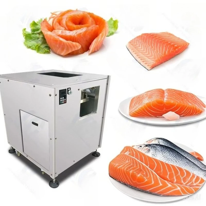 Rebanador de carne comercial para trucha, salmón, bagre, Tilapia, corte de rebanada de Sashimi, máquina de filete para procesamiento de mariscos