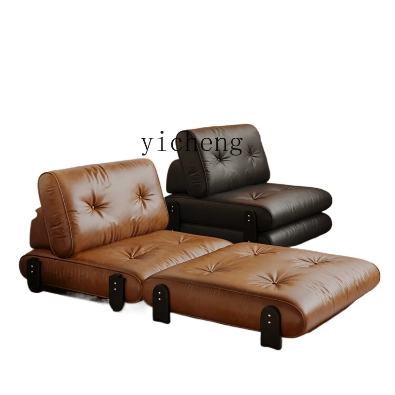 

Tqh Sofa Bed Foldable Dual-Purpose Small Apartment Living Room Bedroom Multi-Functional Leather Sofa Bed Single