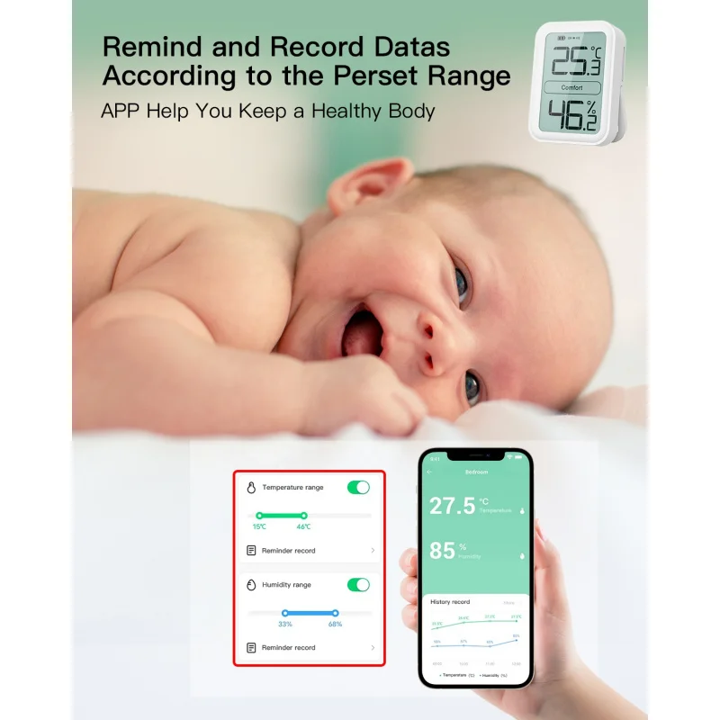 Indoor LCD Digital Temperature Humidity Meter Thermometer Hygrometer with Alarm Function