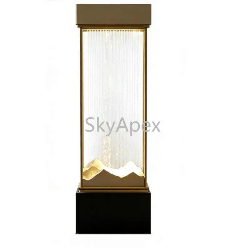 Stainless Steel Circulating Flowing Water Lamp Stand Floor Standing Water Feature Lucky For Courtyard Living Room Balcony Corner