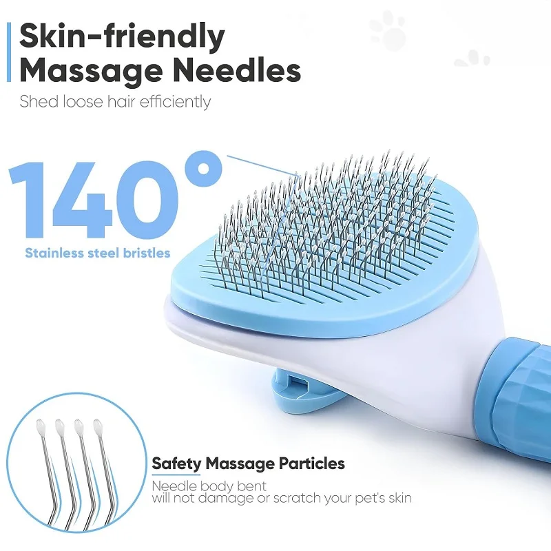 Katze Pinsel Entfernen Haar Edelstahl Pet Haar Entfernung Kamm Nicht Slip Hundesalon Pinsel Hund Kämme Bürsten Katze Zubehör – Detail 3