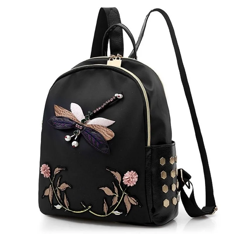 

Новый рюкзак с 3D вышивкой, женский этнический ветрозащитный рюкзак Оксфорд, холст, изысканный простой повседневный модный тренд