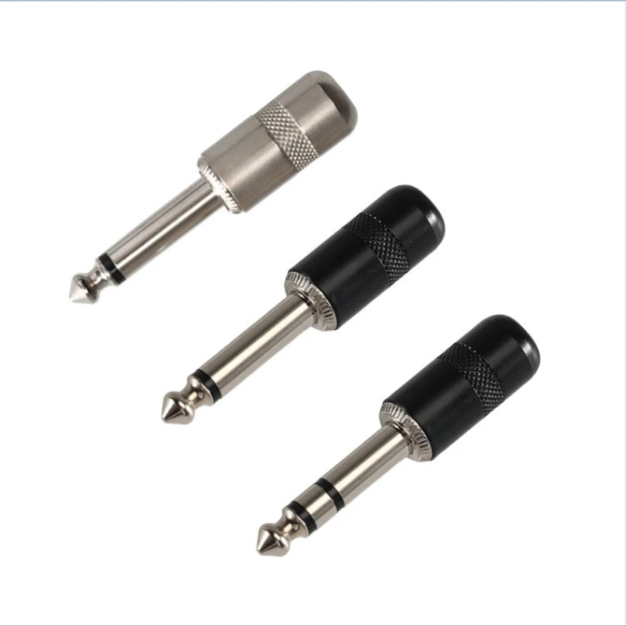 Pro-C Mini Short Barrel 1/4 Inch 6.35mm Connector Jack Plug Black Nickel for Audio Guitar Patch Cable TS TRS